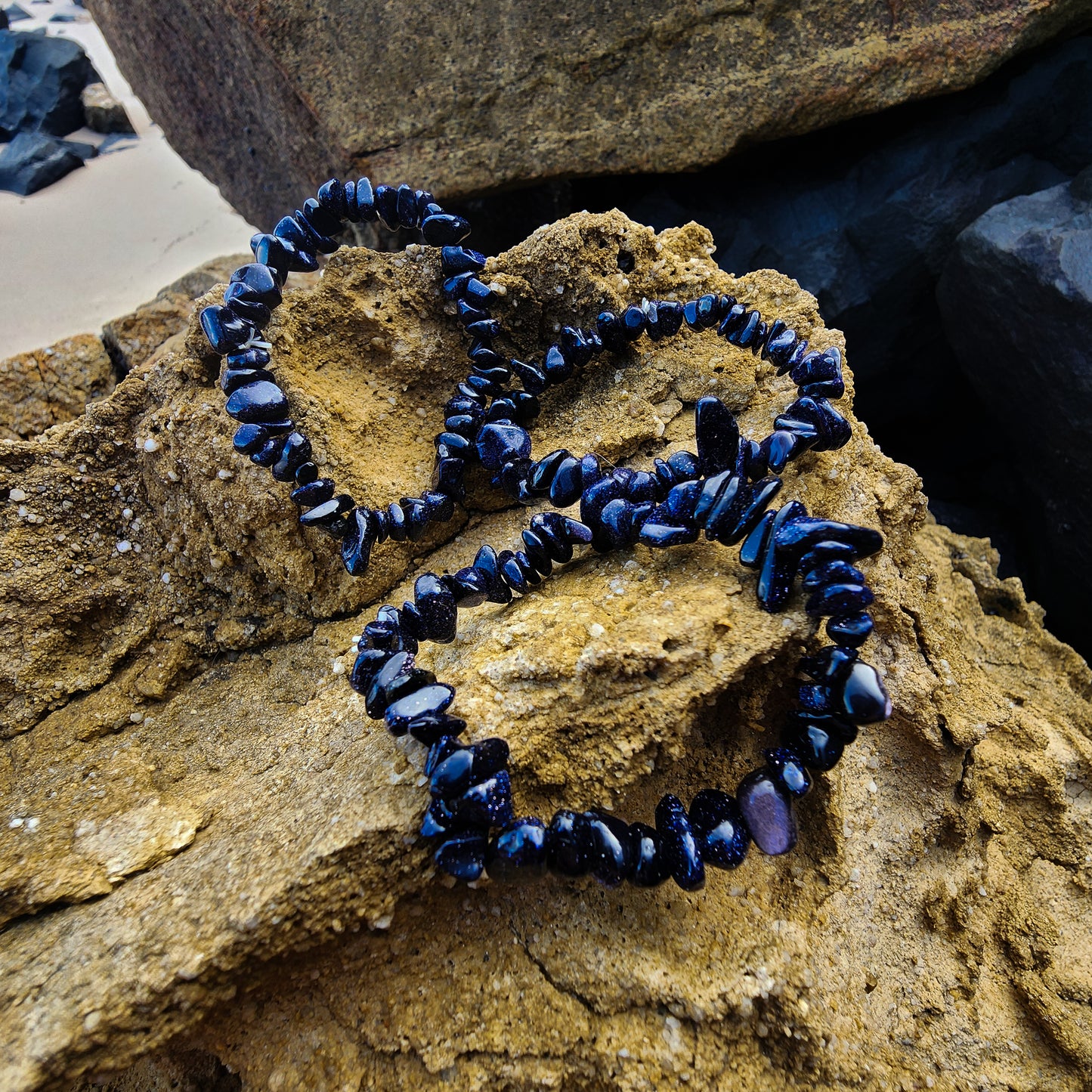 Goldstone Blue Chip Bracelet