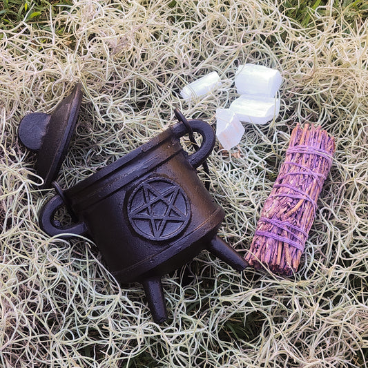 Cast Iron Cauldron with Pentacle