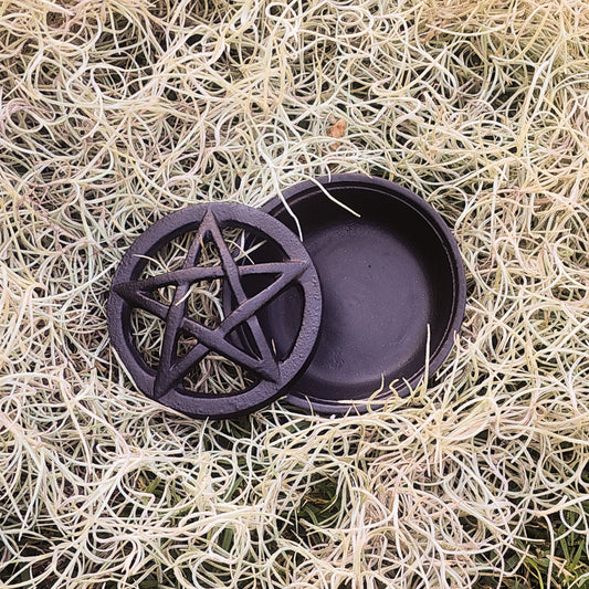Cast Iron Incense Burner with Pentacle Lid